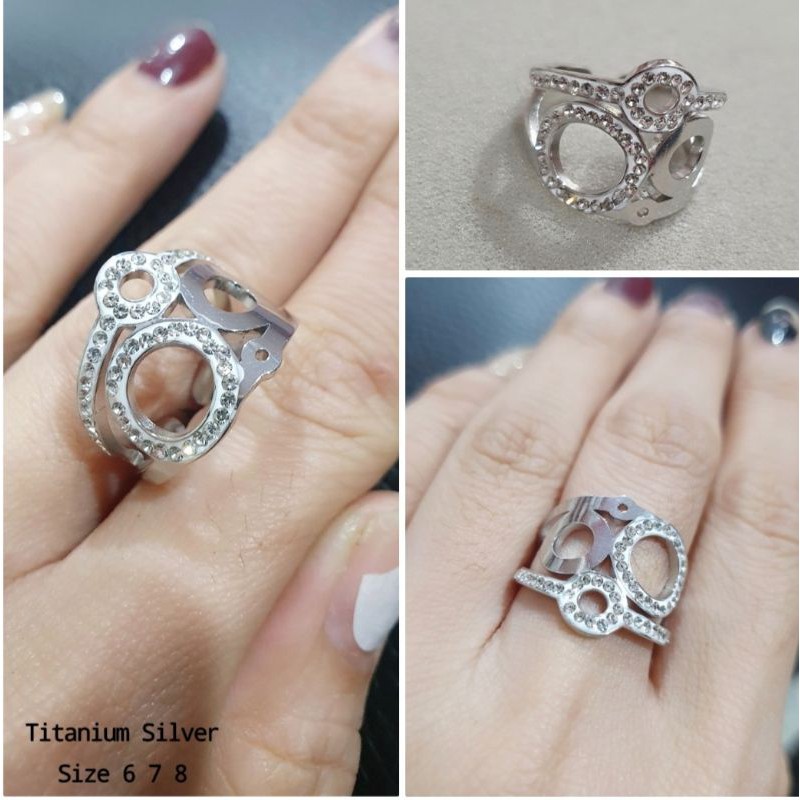 Promo Cincin Titanium Silver Premium anti karat cincin Zircon stainless steel 01 bahan Titanium All size