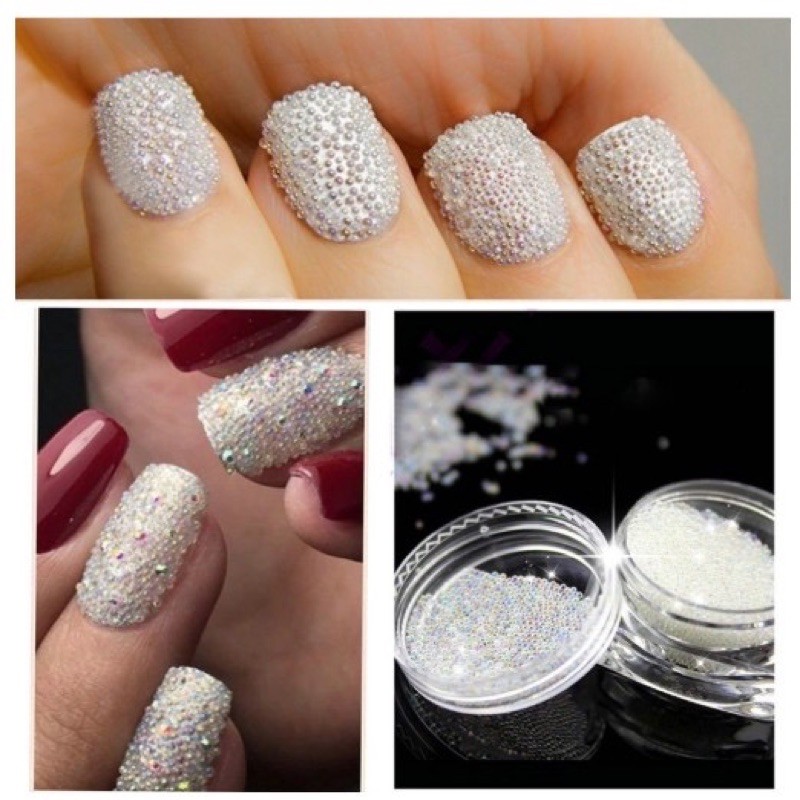 3D bola butiran nail art crystal bead clear 3D micro bead pixie nail