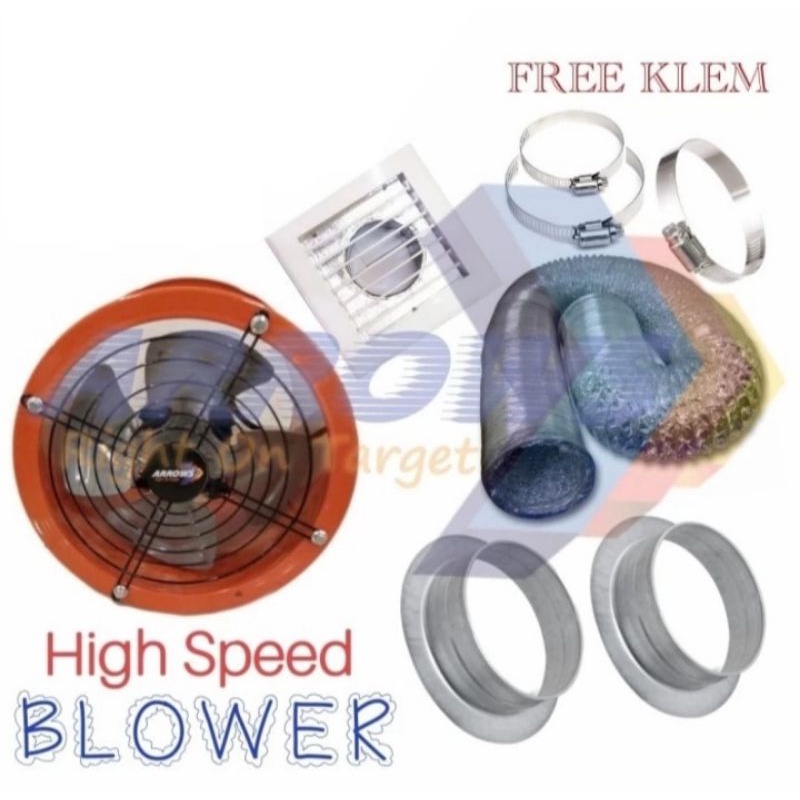 Exhaust drum fan 12 inchi blower hood booster fan kitchen blower resto PAKET