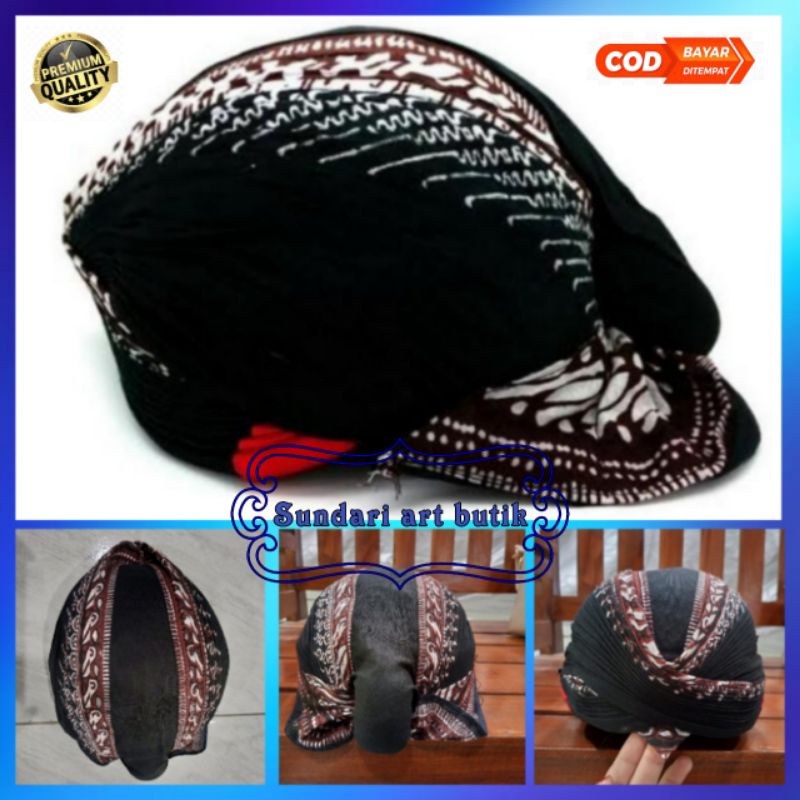 Blangkon Jogja Lipat Jebeh Motif Parang putih