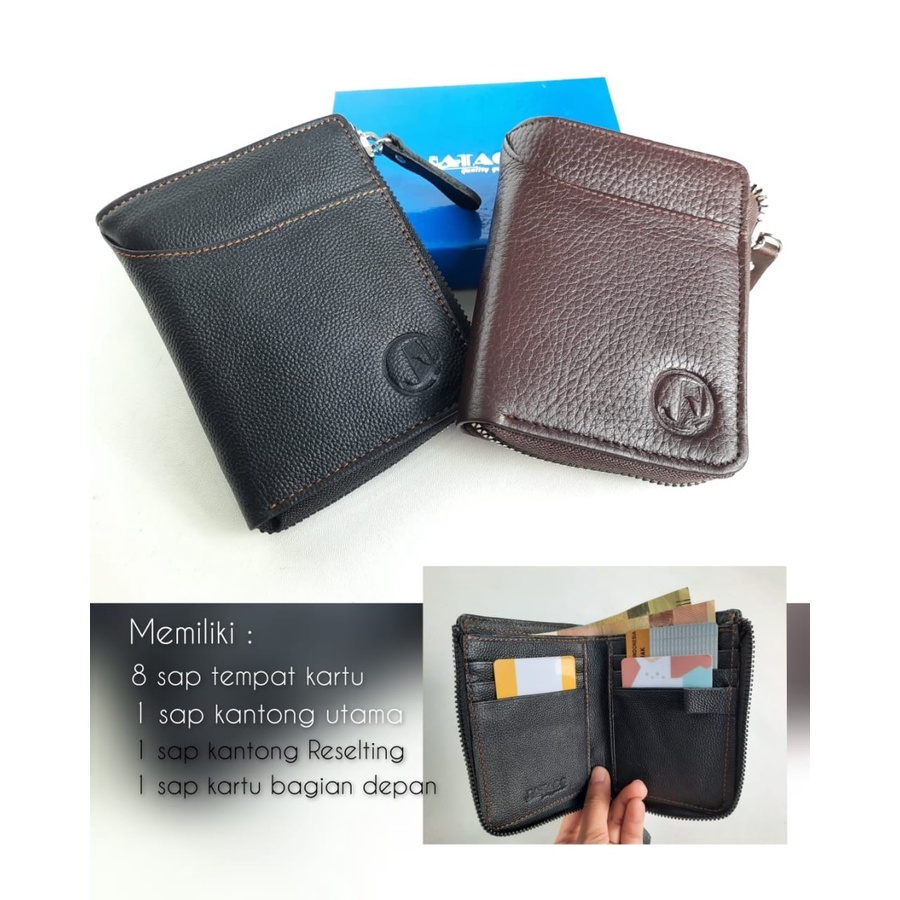 Dompet kulit asli Resleting Putar | Dompet wanita |dompet pria mini