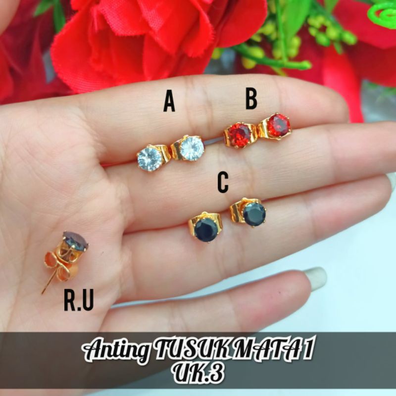 Fourfashion Anting Tusuk Mata Satu Ukuran 3MM Kekinian PD073