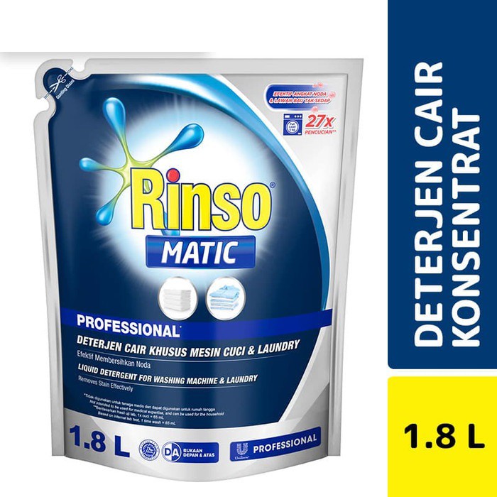 Sabun mesin Cuci Rinso Matic Cair Liquid 1,8 Liter 1.8L Professional