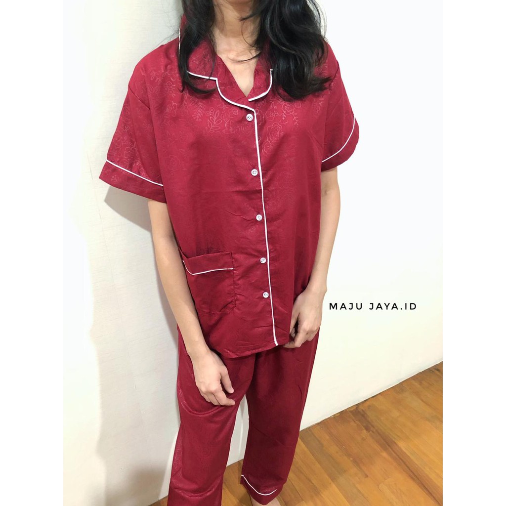 baju tidur/piyama wanita dewasa set embos dua celana