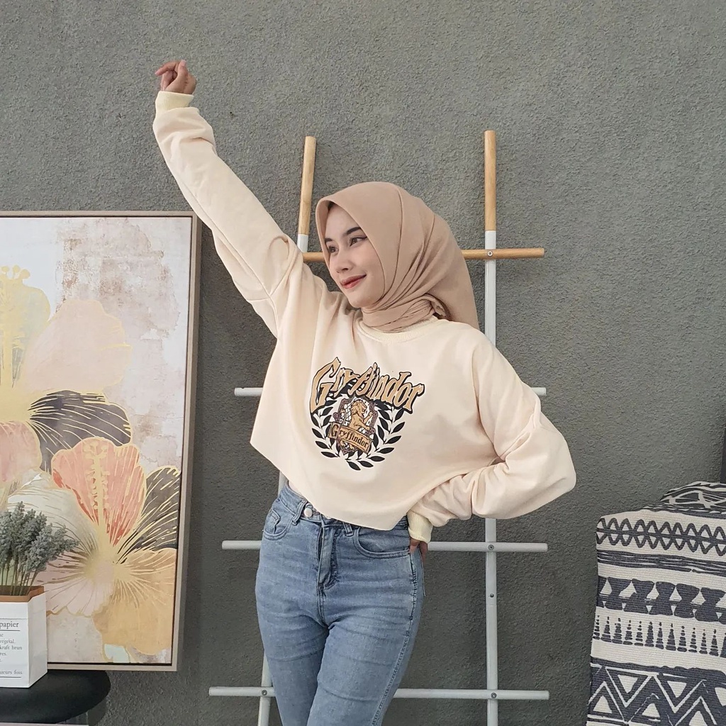 [CYC | COD] REALPICT | Outwear Gry ffin dor Crop Sweater | Fleece Outer Wanita Trendy Murah