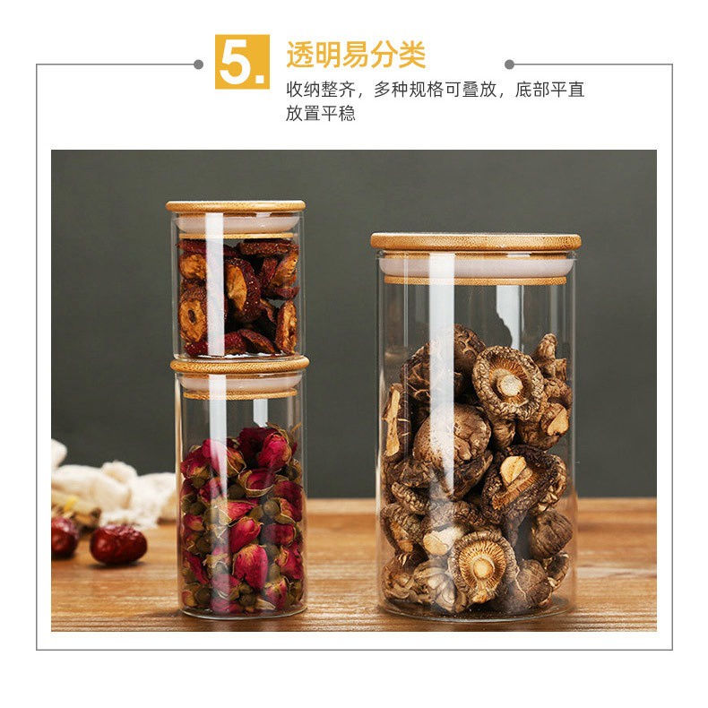 Toples Kaca Penyimpanan Makanan Borosilicate Glass Storage Jar Transparan Kacang Wadah Garam Dapur