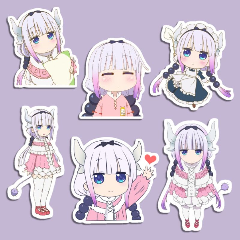 Sticker Anime Kobayashi's maid dragon Sticker kanna kamui Tohru kobayashi elma illulu