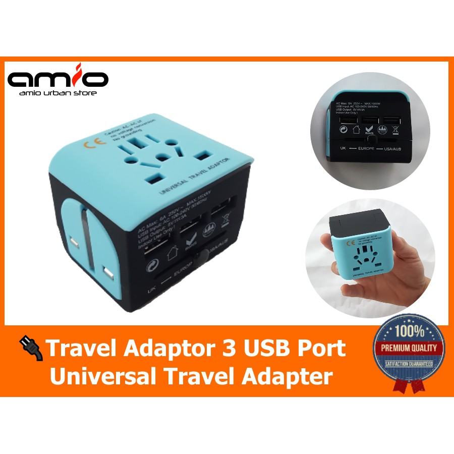 Travel Adaptor 3 USB Port | Universal Travel Adapter