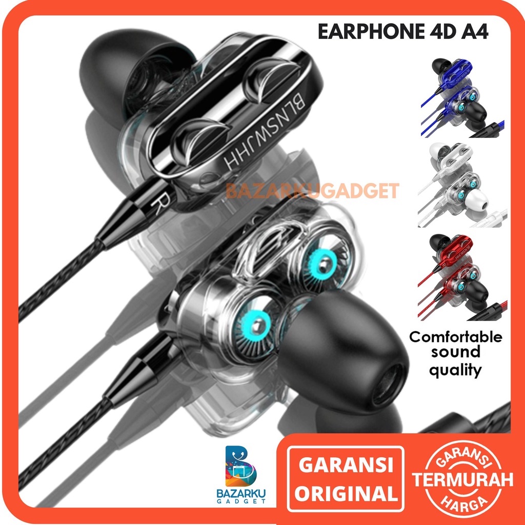 HOT SALE BEST SALE EARPHONE 4D A4 TUNING VERSION 4D A6 HEADSET 4D BASS A4 EARPHONE BASS HEADSET BASS