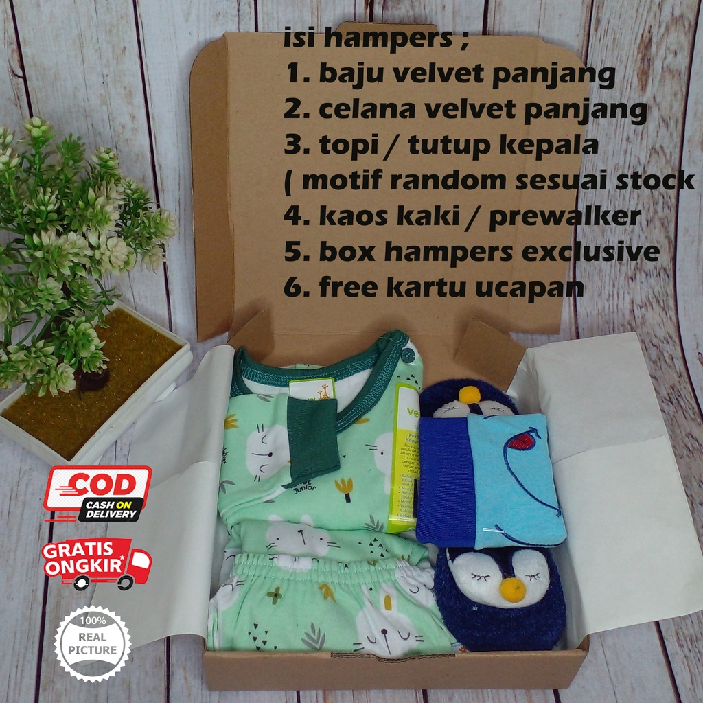 COD Kado jenguk bayi Hamper bayi Setelan baju VELVET JUNIOR bayi Paket baju bayi Pakaian bayi Parsel bayi Kado pakaian bayi