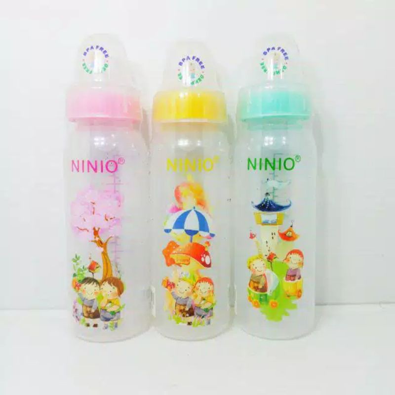 Ninio Round Bottle PP Dot Susu Bayi Anak Bulat BPA FREE &amp; SNI-Botol Susu Murah Bahan Tebal