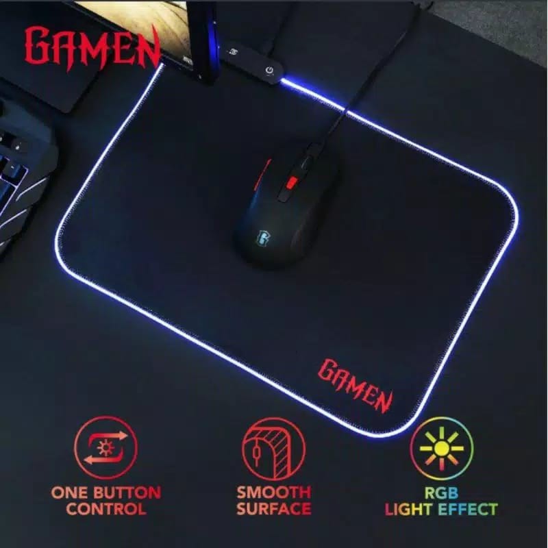 B_    MousePad RGB GAMEN GP HALO Gaming Anti Slip Rubber - Black