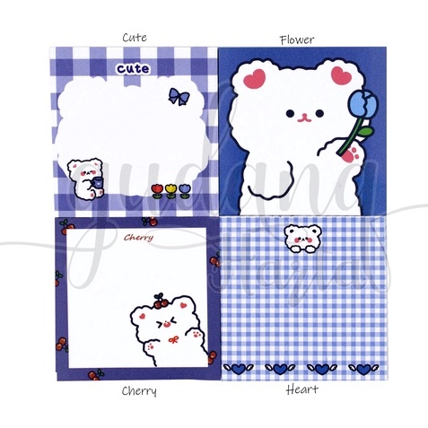 

GCC Sticky Notes Blue Bear Series Notes Beruang Biru Lucu DIY GCC 301457