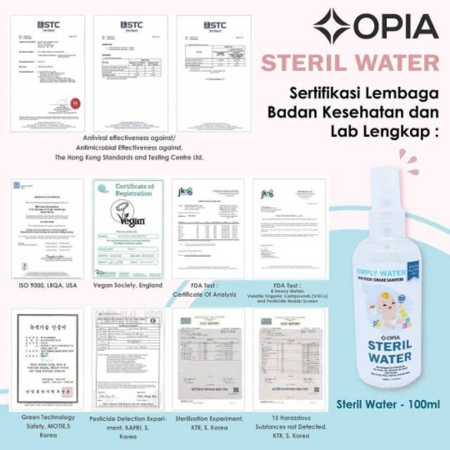 OPIA STERIL WATER SAFE FOOD GRADE SANITIZER 100 / 475 ml - NO ALKOHOL SANITIZING 100ml / 475ml