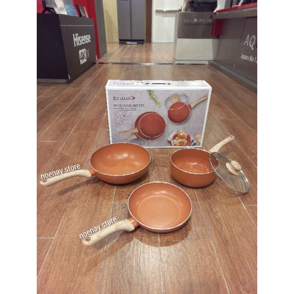 Brasel Cookware Set 4 Pieces, Brown Set Peralatan Masak