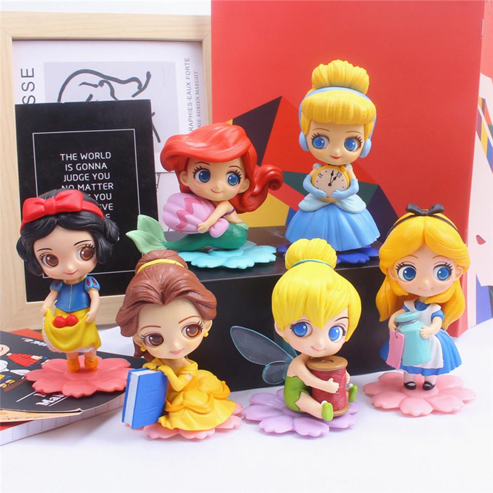 Agustinina Princess Action Figure Hadiah Natal Lucu Princess Figure Mainan Princess Belle PVC Snow White