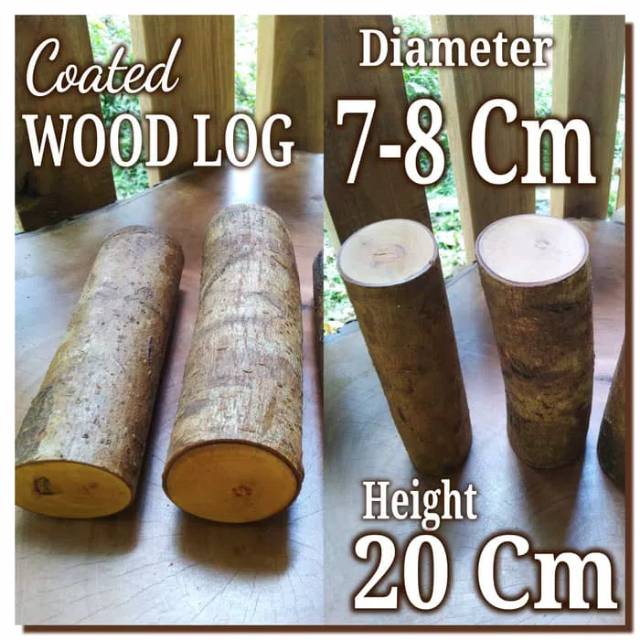 Coated Wood log 20 cm, D 7-8 Cm Potongan kayu bahan craft dekorasi