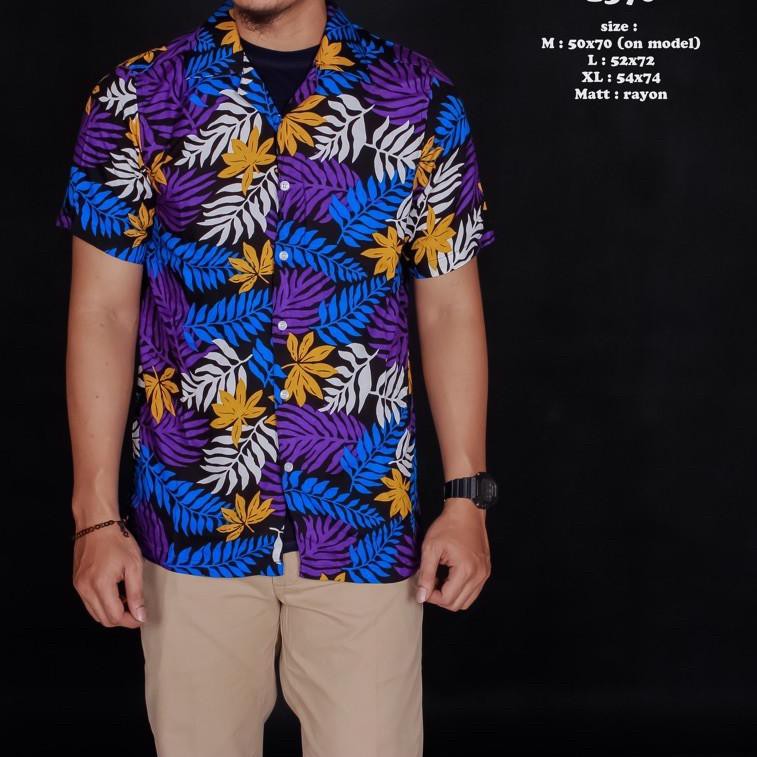 8TI 7 motif kembang besar kemeja pria lengan pendek size M L XL➵☏ (Grosir)