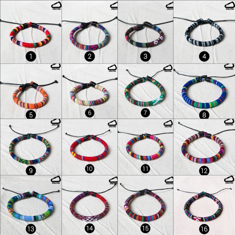 Gelang Tenun Etnik Songket Gelang khas Lombok Motif Unik Gelang Vintage Etnik Etnic Pendaki Gunung Pria Wanita-2
