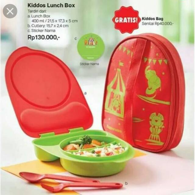 promo murah tupperware ori - kiddos lunch box free bag 1
