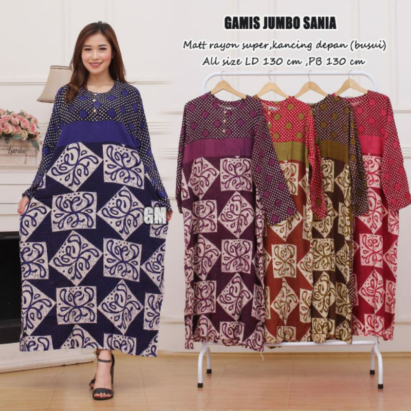 DASTER PANJANG JUMBO BUSUI DADA KANCING BATIK ADEM MURAH LENGAN PANJANG-LDJ. Sanea