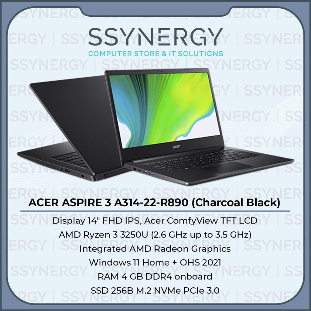 ACER ASPIRE 3 A314-22-R890 RYZEN 3 3250U 4GB 256GB 14"FHD IPS W11