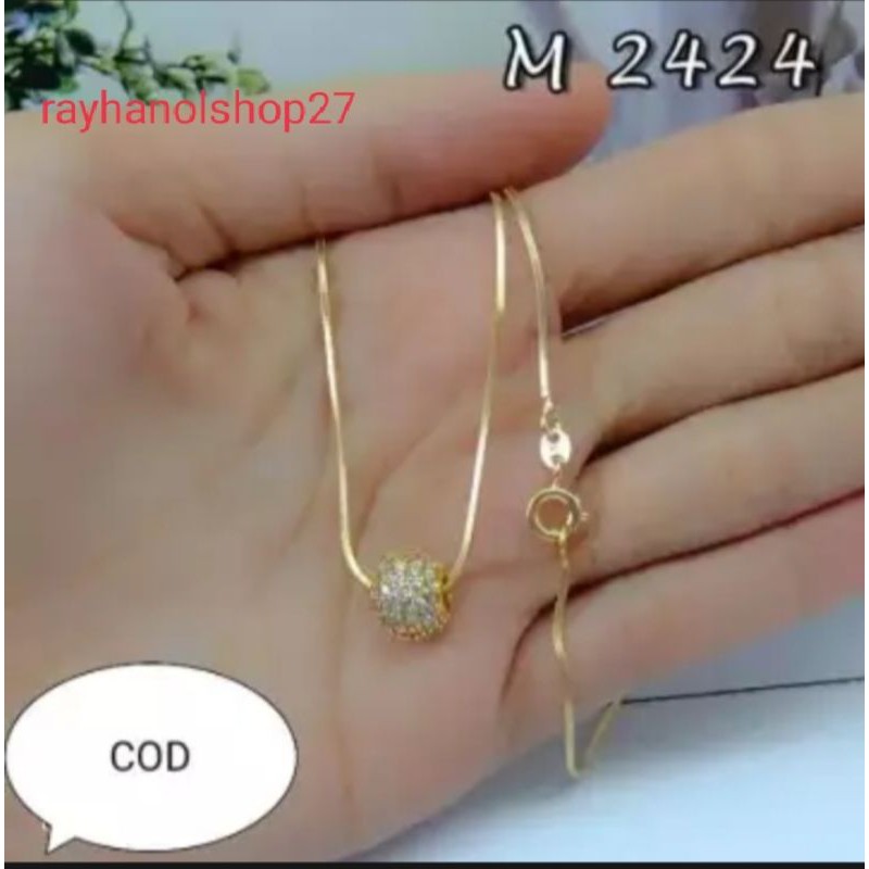 KALUNG LIONTIN BOLA CANTIK FULL PERMATA GOLD DAN SILVER