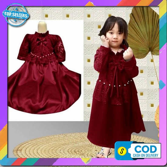 [A.F]Baju Syari Anak Gamis Pesta Anak Perempuan Terbaru 2022 Umur 8-10 Tahun Kenaya Syari Kids + Khi