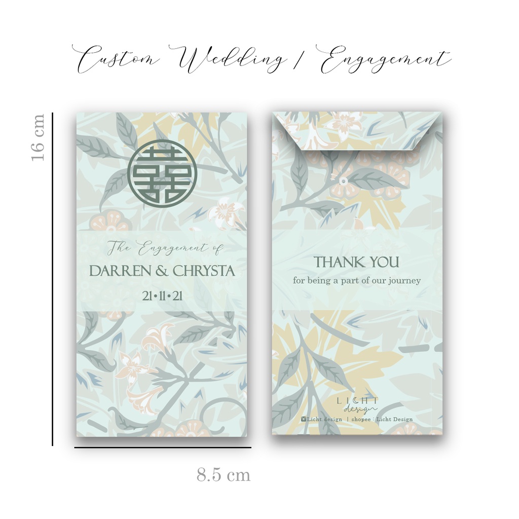 

Custom Angpau Wedding / Engagement / Sangjit / Tunangan / Seserahan / Tingjing Sage Green