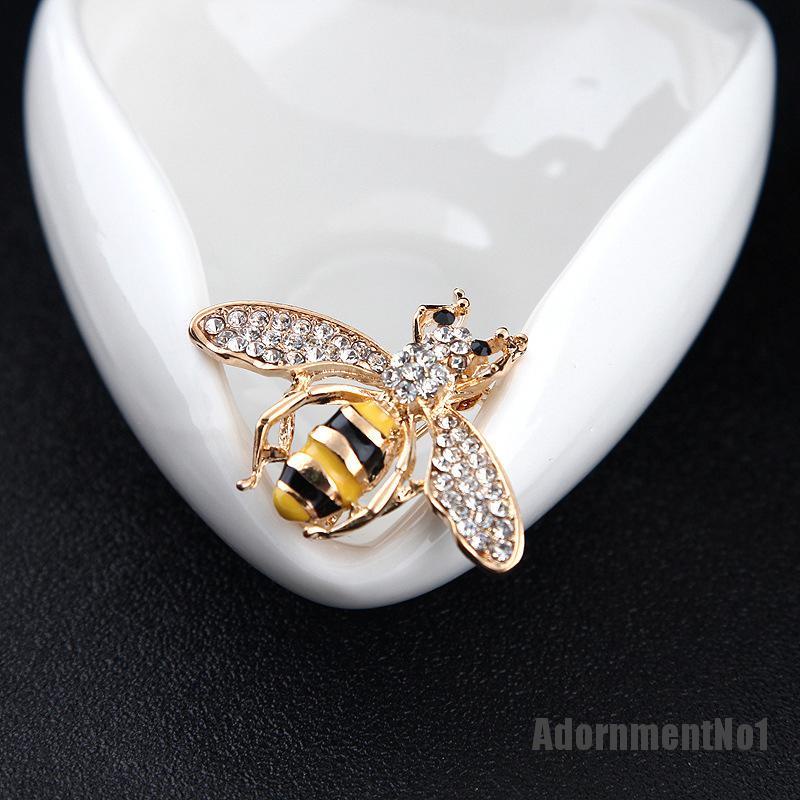 (Adornmentno1) Bros Pin Enamel Desain Lebah Bumblebee Hias Kristal