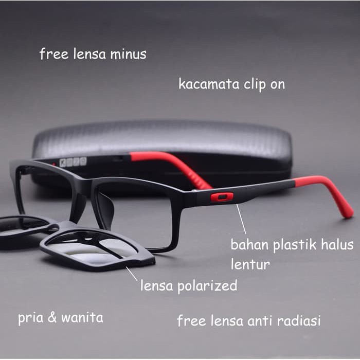 frame kacamata minus (frame+lensa) 8004 clip on pria baca