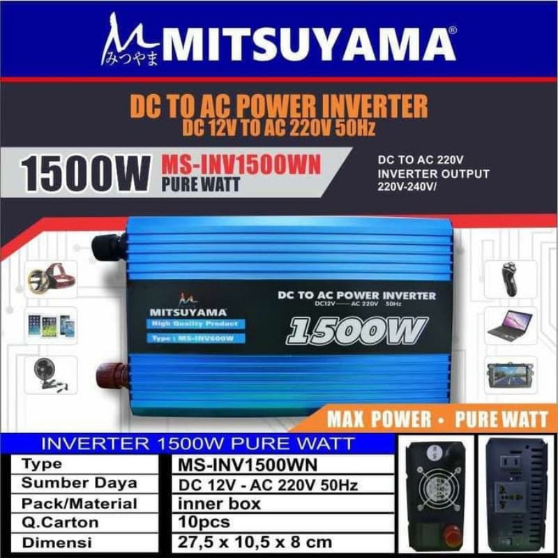 MITSUYAMA Power Inverter Pure Shine Wave 1500 Watt - PSW INVERTER

