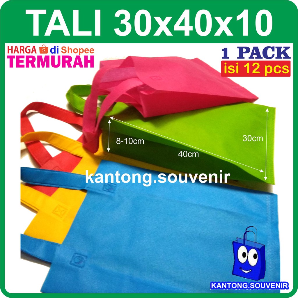 

1pack 30x40x10 cm Tas Kain Spunbond Goodie Bag Kantong goody souvenir promosi acara murah isi 12pcs