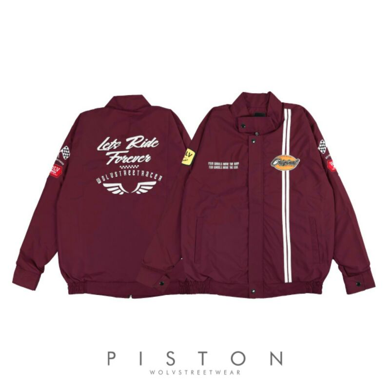 Jaket Piston Maroon Jaket Racing Jaket Wolv Original Product Jaket Parasut Jaket Outdoor Jaket Distro