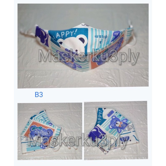 MASKER 3D 3PLY KAIN KATUN KUALITAS PREMIUM + STOPPER