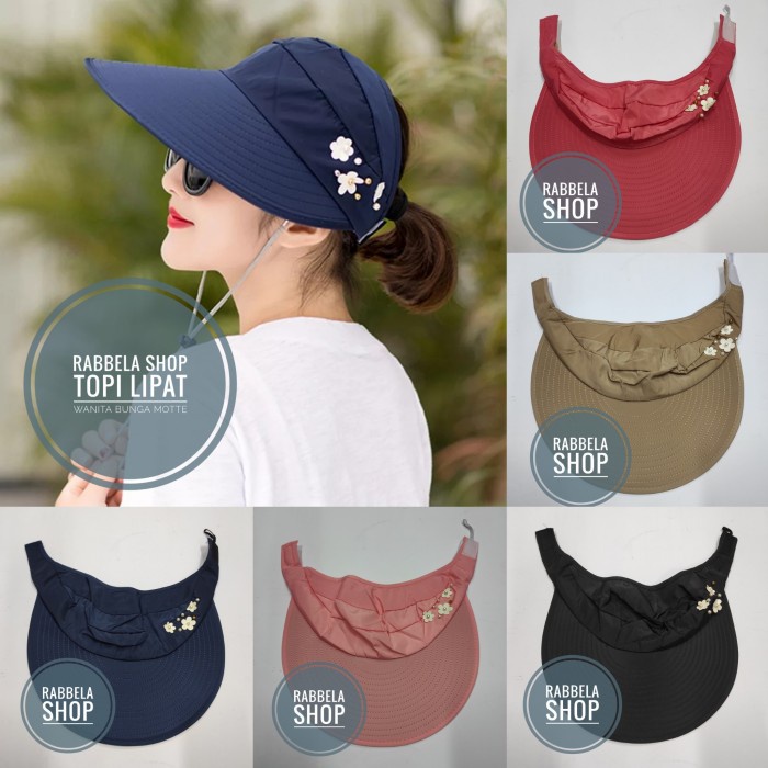 Topi Wanita Topi Fashion Golf Pantai Anti Uv Bunga Motte