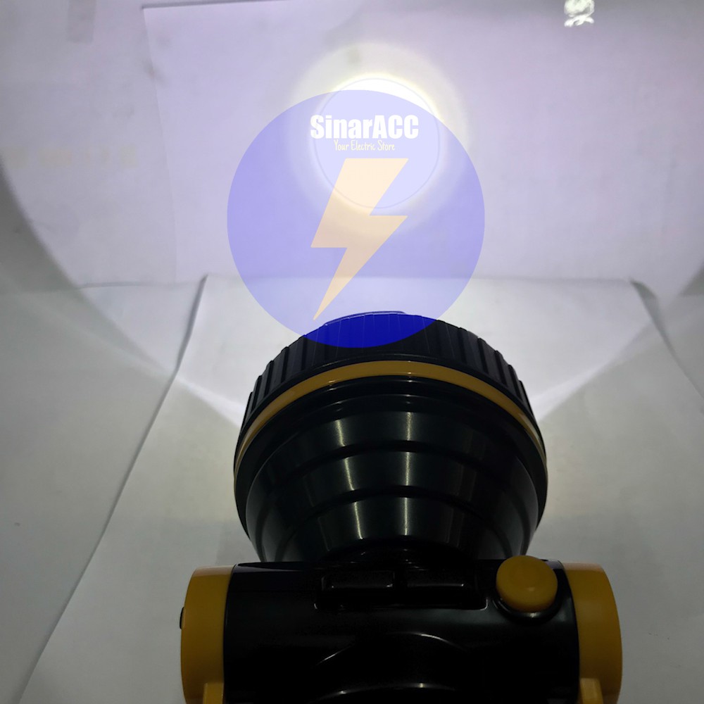 Senter kepala push On HL-2050 5w watt Putih LED charge rechargeable cas