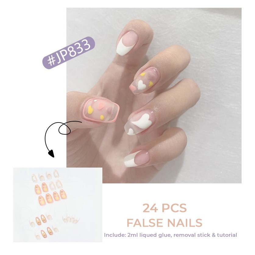 24 PCS False Nail #JP833 High Quality | Kuku Palsu Doff / Matte | Waterproof