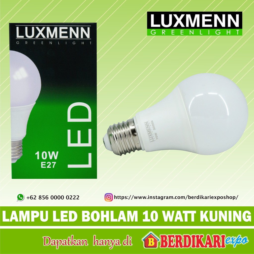 LUXMENN LAMPU LED BOHLAM 10 WATT KUNING