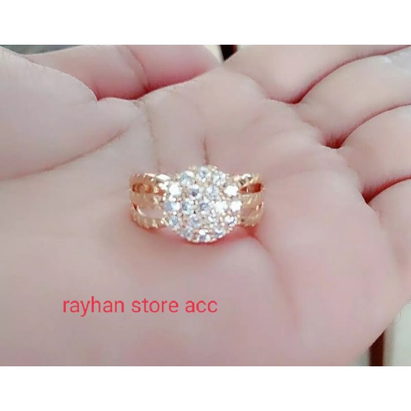 Cincin xuping alloy laris perhiasan wanita motif permata mata bulat