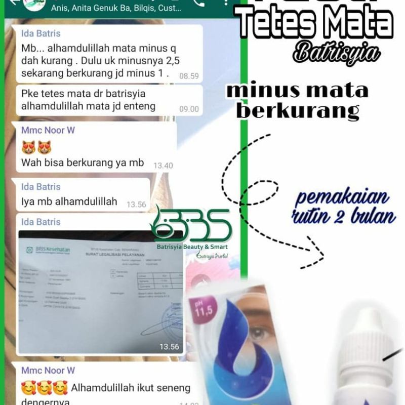 ( BISA COD ) BATRISYIA TETES MATA/ OBAT MATA MINUS /TETES MATA  MINUS/ KATARAK/ SILINDER/OBAT MATA PENURUN MINUS  HERBAL OBAT MATA MERAH GATAL KATARAK GLAUKOMA RABUN DEKAT RABUN JAUH  BINTITAN BELEKAN DLL /TETES MATA BATRISYIA