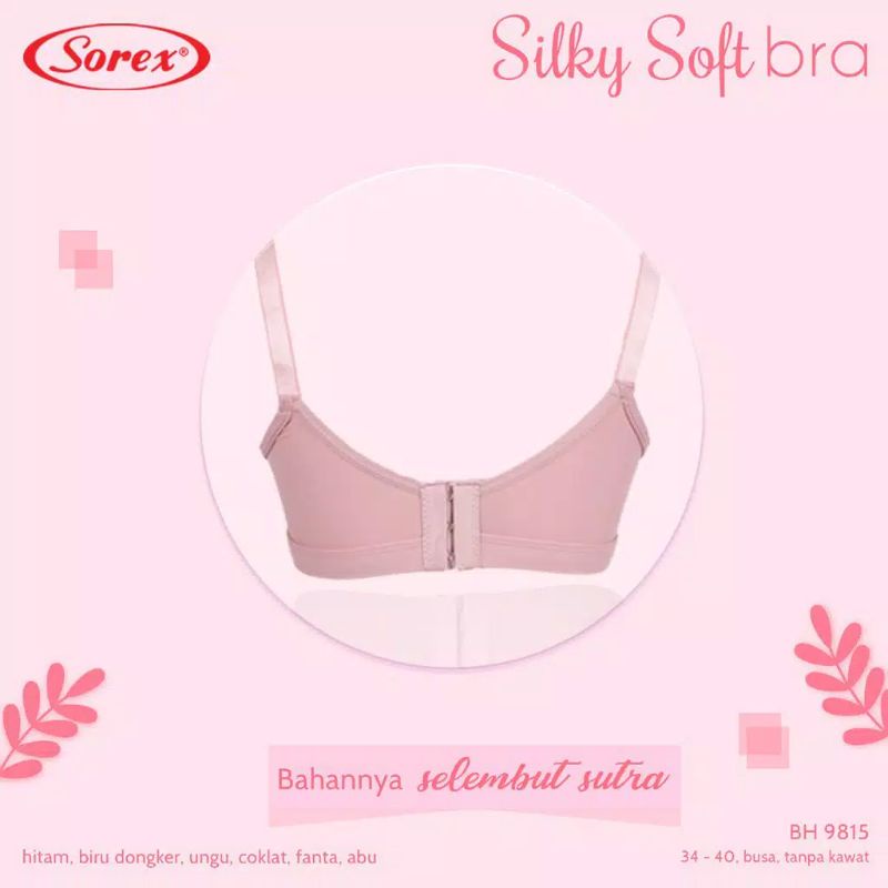 Bra Sorex 9815 Tanpa Kawat Busa Tipis Cup Sedang Size 34-40 Kait 3/ Silky Soft Bra 9815 / Bh Sorex 9815 / Bra Sorex 9815