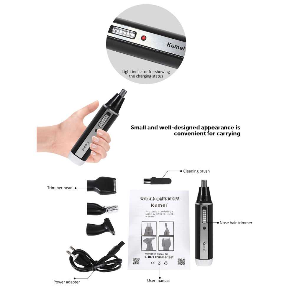 GIJ - Alat Cukur Elektrik 4 in 1 Nose Ear Eyebrow Trimmer - KM-6630