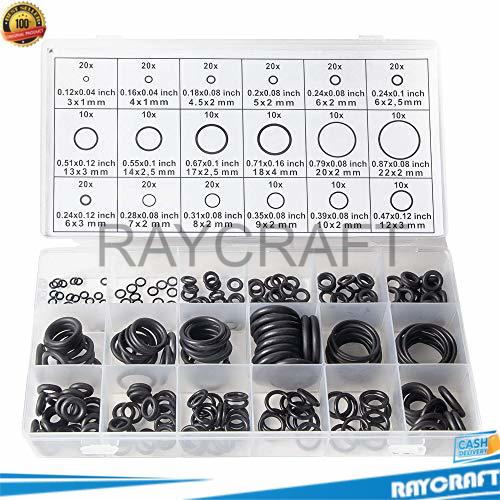 Karet Rubber O Ring Seal Tightening 225 PCS O Ring Kit Rubber O Rings Assortment - 225 Pcs 18 Sizes for Automotive, Gasket Fuel Resistant Faucet Plumbing Assorted Sealing Washer, Piece Repair NBR, Removal Tool and Silicone GreaseRC