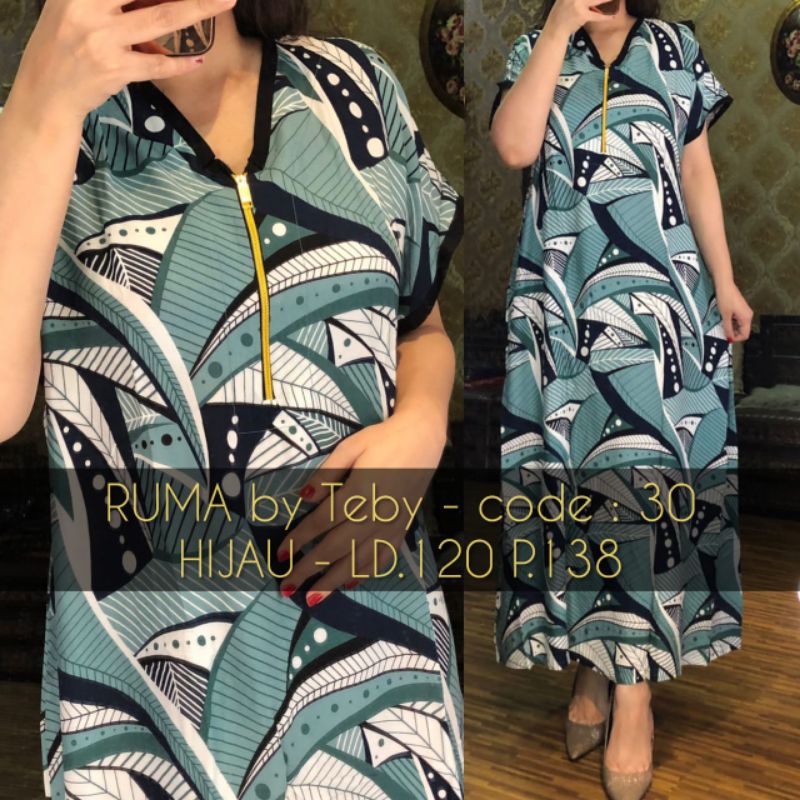 Daster Arab TEBY RUMA Series Dress Rayon Super Originanal Best Seller-Hijau 30