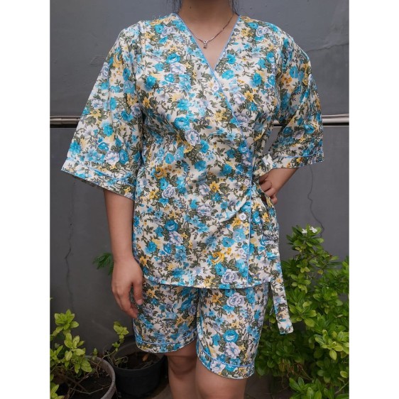 Baju Tidur Kimono Bunga / Set Kimono / Kimono Bunga / Baju Tidur Kimono / Baju Tidur Wanita (fs)