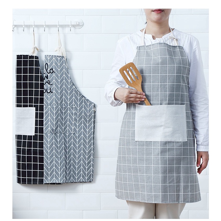 Celemek dapur chef apron masak pelindung baju anti kotor clemek koki motif kitchen black