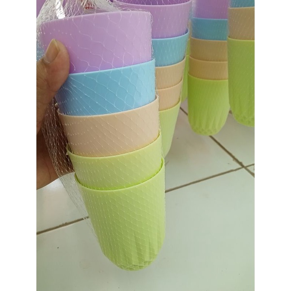 gelas plastik warna-warni/satu set 5pcs