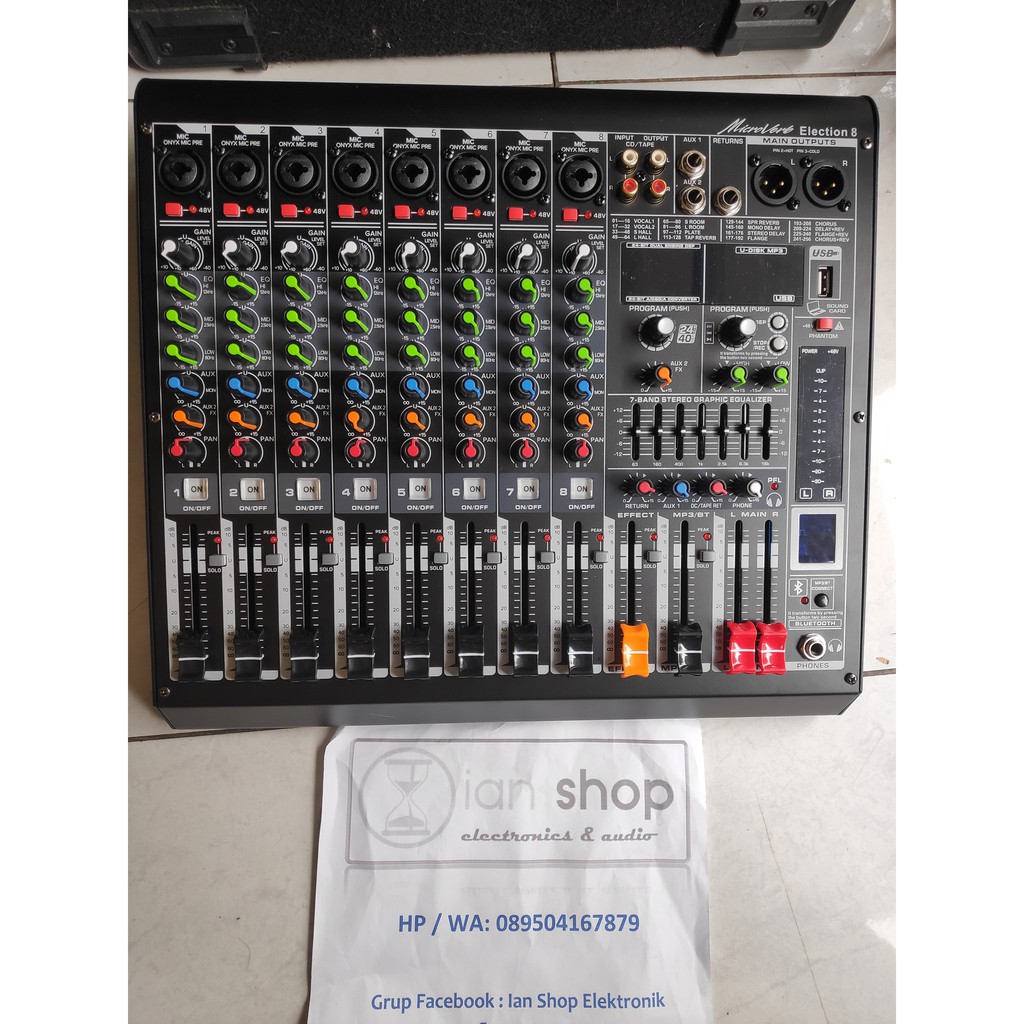 Mixer Audio Microverb Election8 Election 8 By Alesis 8 Channel Full Mic Efek 256 Digital DSP USB MP3