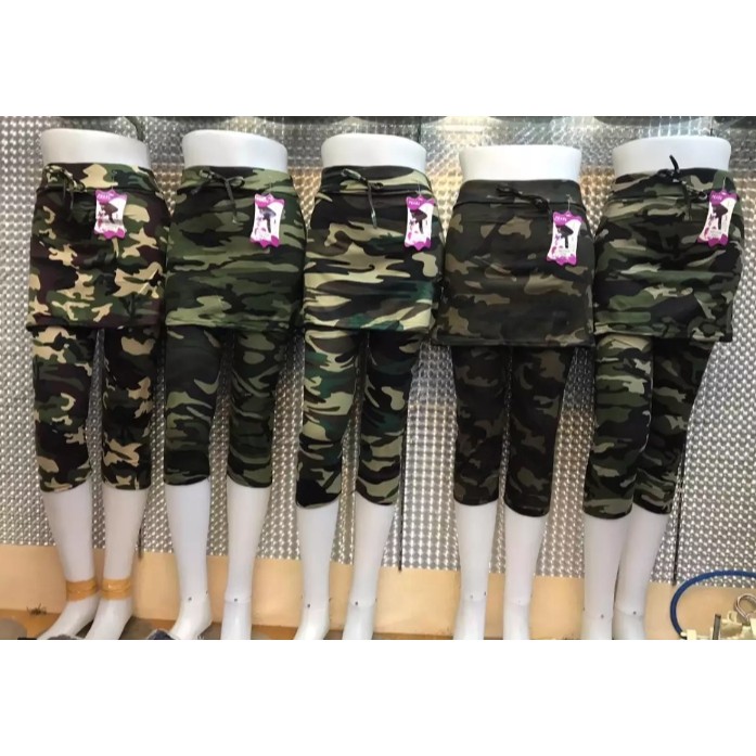 Celana Rok Senam Army - Celana Legging Rok Army - Celana Rok Legging Army - Training Loreng Wanita